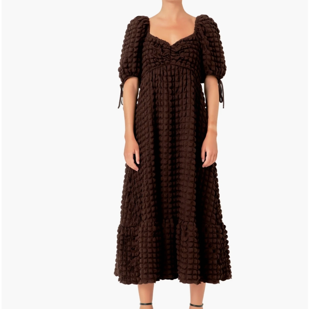 Anthropologie Endless Rose Puff Sleeve Textured Maxi Dress - Picture 8 of 16